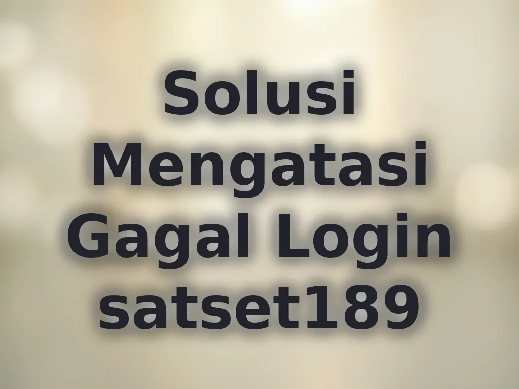 Solusi Mengatasi Gagal Login satset189